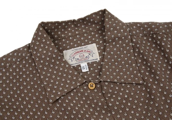 アルマーニジーンズARMANI JEANS レーヨン小花プリントシャツ 茶XS K-115934_004