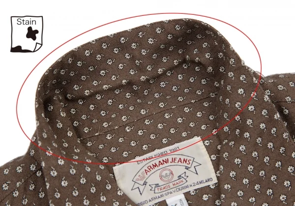 アルマーニジーンズARMANI JEANS レーヨン小花プリントシャツ 茶XS K-115934_005