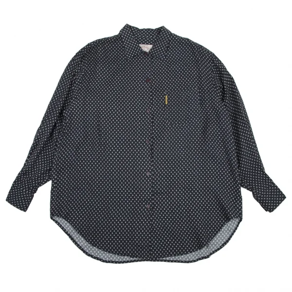 アルマーニジーンズARMANI JEANS レーヨン小花プリントシャツ 紺XS K-115935_001