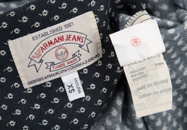アルマーニジーンズARMANI JEANS レーヨン小花プリントシャツ 紺XS K-115935_018