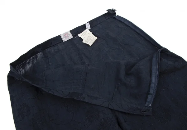 アルマーニジーンズARMANI JEANS 裾レース刺繍フラワージャガードパンツ 紺40 K-115938_004