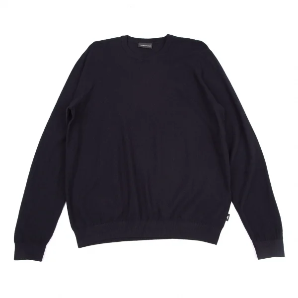 EMPORIO ARMANI Herringbone Woven Knit Top Navy XXL K-115944_001