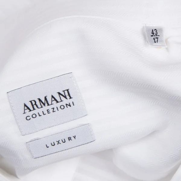 アルマーニコレツィオーニARMANI COLLEZIONI コットンシャドーストライプシャツ 白43 K-115950_019