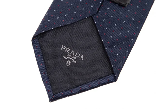 プラダPRADA シルクピンドットネクタイ 紺 K-115963_007