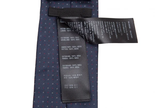 プラダPRADA シルクピンドットネクタイ 紺 K-115963_009