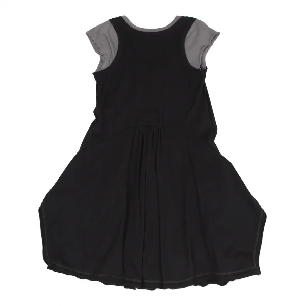 ルジャンドゥ マリテフランソワジルボーLE JEAN DE MARITHE FRANCOIS GIRBAUD レイヤードギャザーデザインノースリーブワンピース 黒グレーS K-115967_012