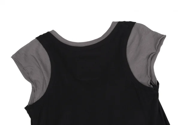 ルジャンドゥ マリテフランソワジルボーLE JEAN DE MARITHE FRANCOIS GIRBAUD レイヤードギャザーデザインノースリーブワンピース 黒グレーS K-115967_013