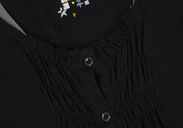 ルジャンドゥ マリテフランソワジルボーLE JEAN DE MARITHE FRANCOIS GIRBAUD レイヤードギャザーデザインノースリーブワンピース 黒グレーS K-115967_005