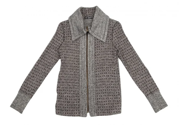 ズッカスペクトロドラゴンzucca Spectro Dragon ジャガードニットジップアップジャケット 白黒M K-115971_002