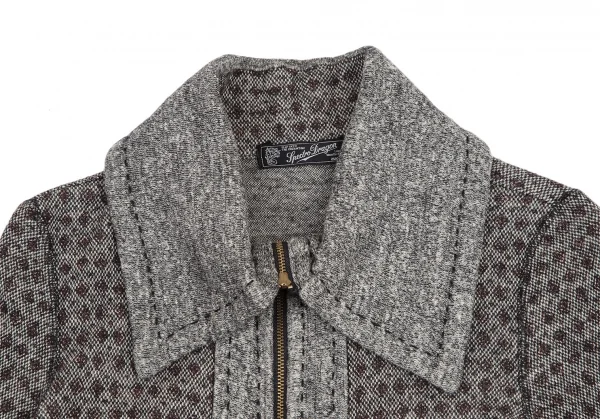 ズッカスペクトロドラゴンzucca Spectro Dragon ジャガードニットジップアップジャケット 白黒M K-115971_003