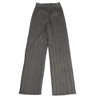 プリーツプリーズPLEATS PLEASE プリーツストレートパンツ グレー