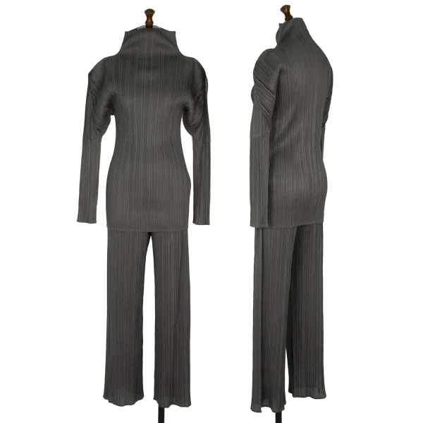 プリーツプリーズPLEATS PLEASE プリーツハイネックセットアップ グレー3 K-115986_001