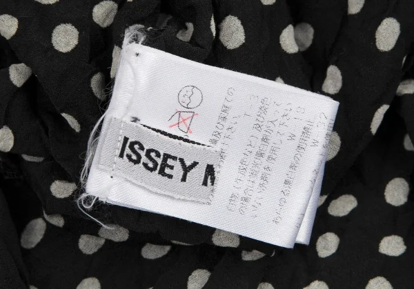 イッセイミヤケISSEY MIYAKEドットプリントシワプリーツTシャツ 黒白M K-116008_012