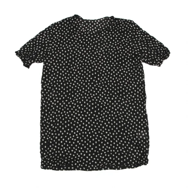 イッセイミヤケISSEY MIYAKEドットプリントシワプリーツTシャツ 黒白M K-116008_002