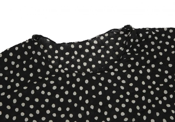 イッセイミヤケISSEY MIYAKEドットプリントシワプリーツTシャツ 黒白M K-116008_004