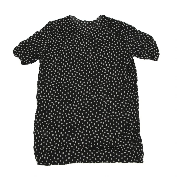 イッセイミヤケISSEY MIYAKEドットプリントシワプリーツTシャツ 黒白M K-116008_008