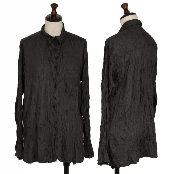 ISSEY MIYAKE Wrinkle Pleats Long Sleeve Shirt Charcoal 2 K-116019_001