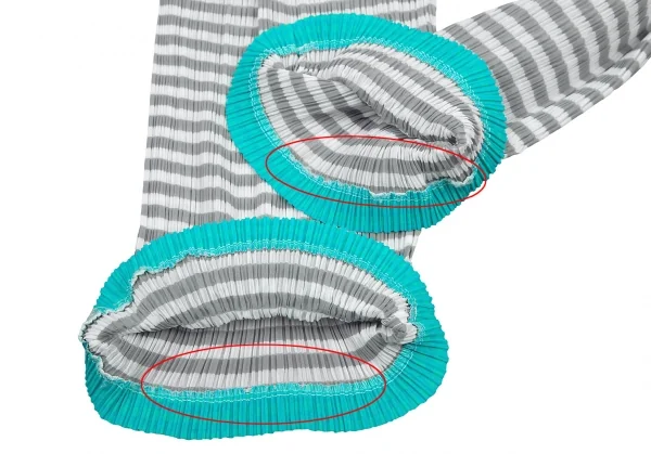 イッセイミヤケISSEY MIYAKEパターン切替ボーダーシースループリーツパンツ 白グレーM K-116028_007