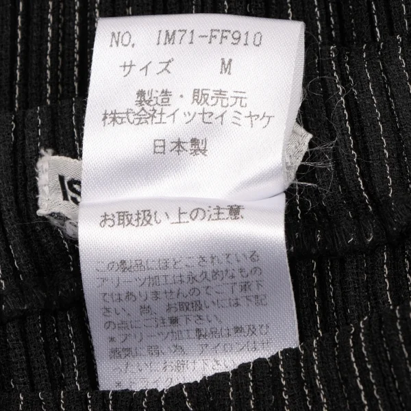 イッセイミヤケISSEY MIYAKEピンストライプステッチプリーツパンツ 黒M K-116032_013