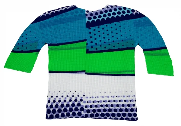 イッセイミヤケ ミーISSEY MIYAKE me グラフィックプリントストレッチプリーツカットソー マルチM位 K-116038_002