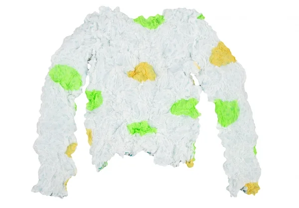 イッセイミヤケISSEY MIYAKE ドットプリントリバーシブルシワプリーツカットソー 白黄M位 K-116039_012