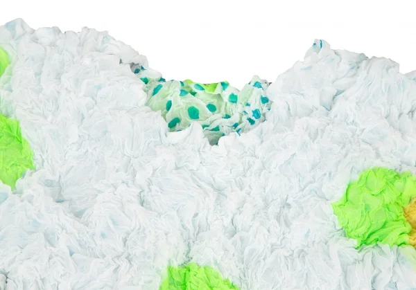 イッセイミヤケISSEY MIYAKE ドットプリントリバーシブルシワプリーツカットソー 白黄M位 K-116039_004