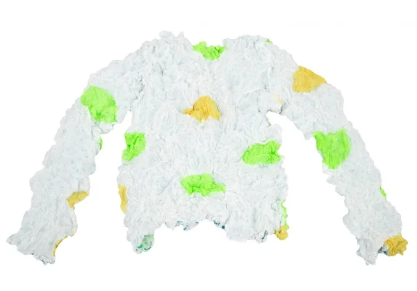 イッセイミヤケISSEY MIYAKE ドットプリントリバーシブルシワプリーツカットソー 白黄M位 K-116039_008