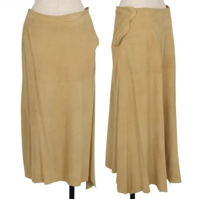 ヨウジヤマモト ファムYohji Yamamoto FEMME ラムスウェード切りっぱなしスカート