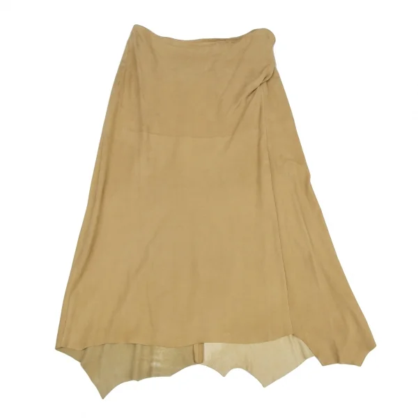 ヨウジヤマモト ファムYohji Yamamoto FEMME ラムスウェード切りっぱなしスカート ベージュ1 K-116045_002