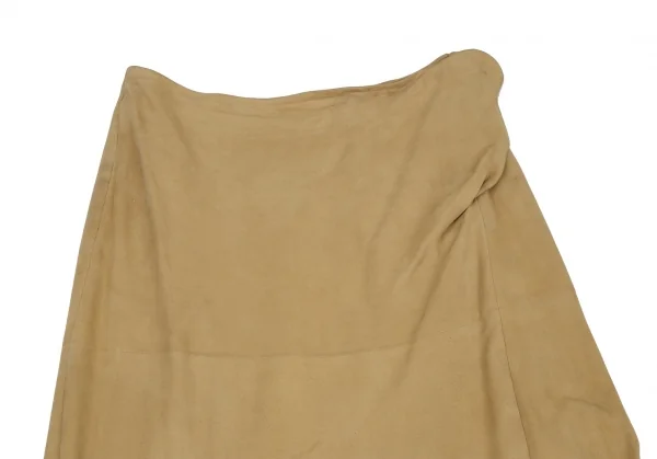 ヨウジヤマモト ファムYohji Yamamoto FEMME ラムスウェード切りっぱなしスカート ベージュ1 K-116045_003