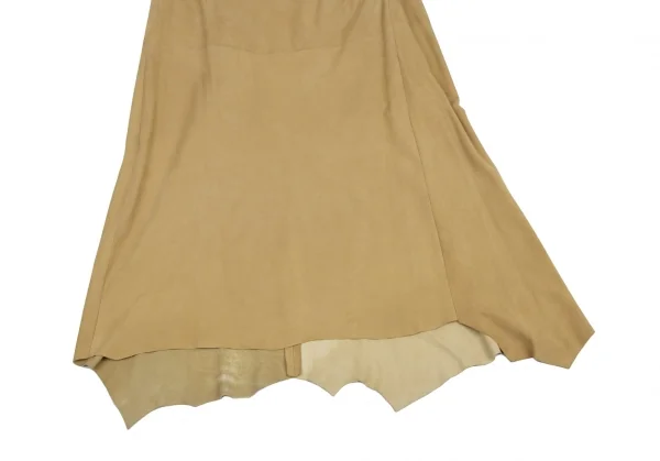 ヨウジヤマモト ファムYohji Yamamoto FEMME ラムスウェード切りっぱなしスカート ベージュ1 K-116045_007