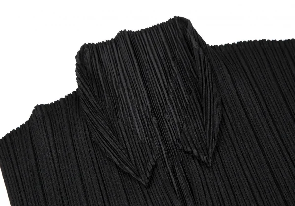 プリーツプリーズPLEATS PLEASE ダマスクエンボス裾カッティングノースリーブトップス 黒3 K-116058_004