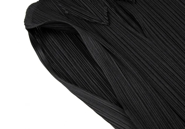 プリーツプリーズPLEATS PLEASE ダマスクエンボス裾カッティングノースリーブトップス 黒3 K-116058_006