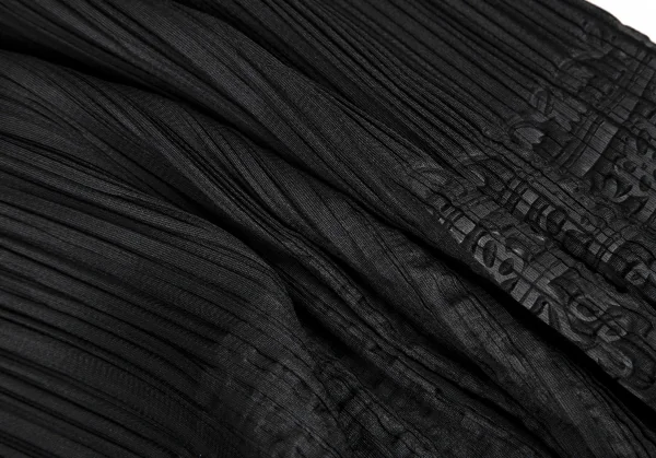 プリーツプリーズPLEATS PLEASE ダマスクエンボス裾カッティングスカート 黒3 K-116059_010