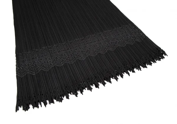プリーツプリーズPLEATS PLEASE ダマスクエンボス裾カッティングスカート 黒3 K-116059_005