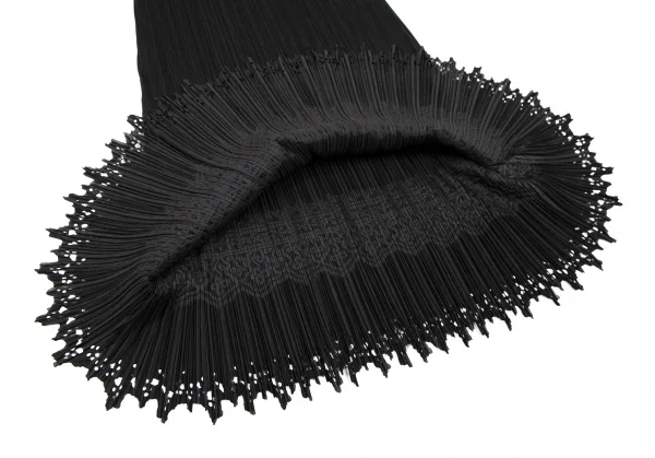 プリーツプリーズPLEATS PLEASE ダマスクエンボス裾カッティングスカート 黒3 K-116059_008