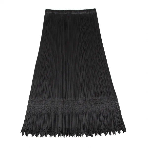 プリーツプリーズPLEATS PLEASE ダマスクエンボス裾カッティングスカート 黒3 K-116059_009