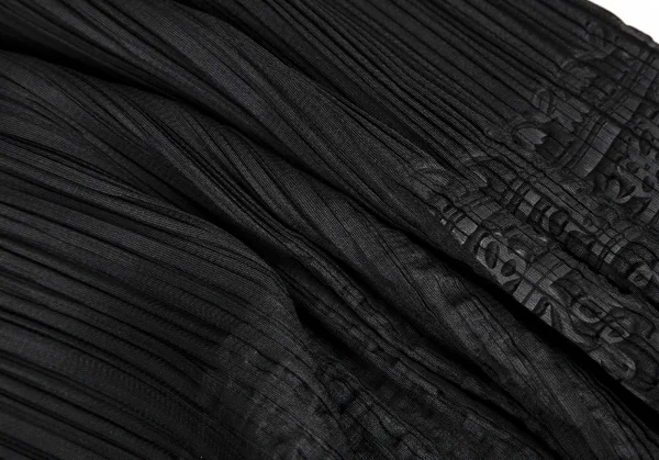 プリーツプリーズPLEATS PLEASE ダマスクエンボス裾カッティングセットアップ 黒3 K-116060_017