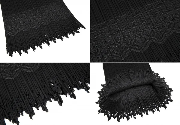 プリーツプリーズPLEATS PLEASE ダマスクエンボス裾カッティングセットアップ 黒3 K-116060_005