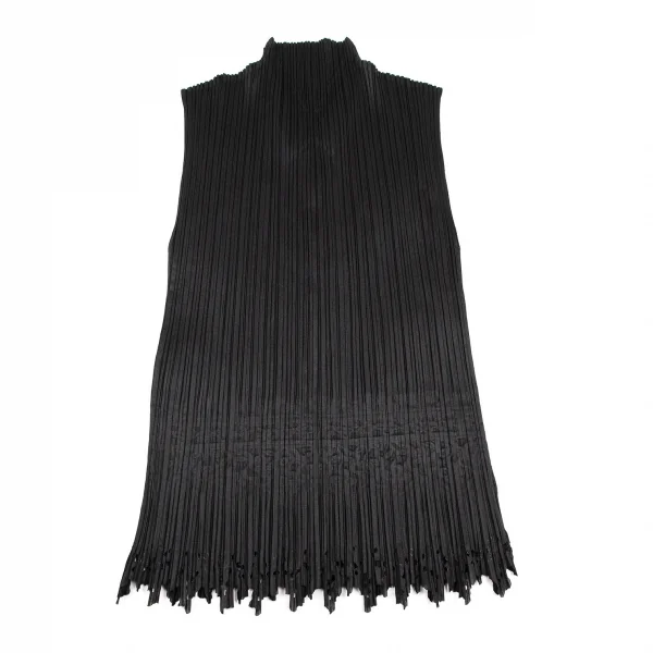 プリーツプリーズPLEATS PLEASE ダマスクエンボス裾カッティングセットアップ 黒3 K-116060_006