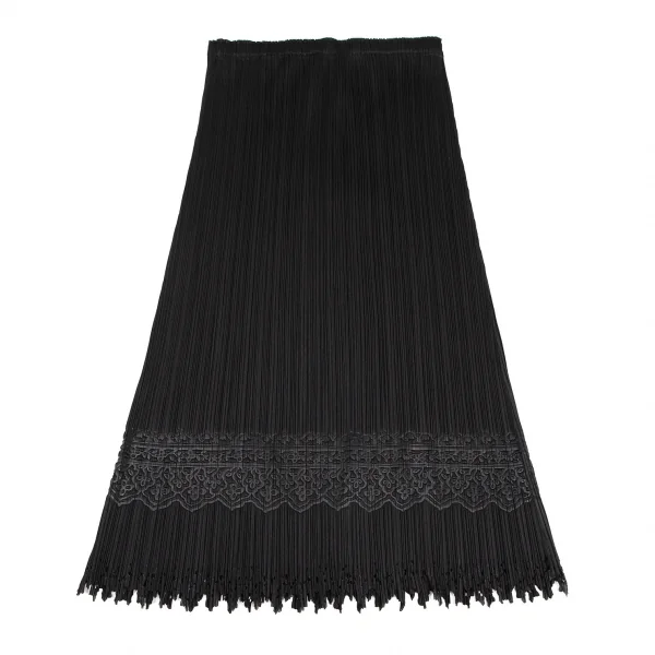 プリーツプリーズPLEATS PLEASE ダマスクエンボス裾カッティングセットアップ 黒3 K-116060_009