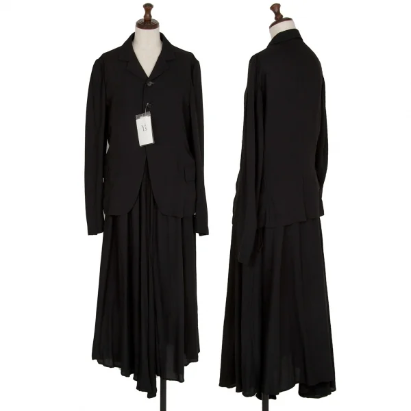 Y's Rayon Georgette Jacket & Flare Skirt Black 2 K-116075_001