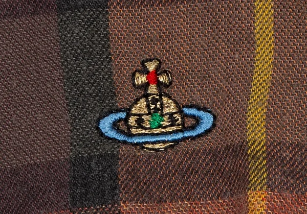 ヴィヴィアンウエストウッド レッドレーベルVivienne Westwood Red Label オーブワンポイント刺繍チェックシャツ 赤茶II K-116082_006