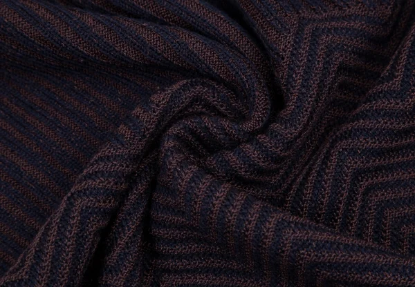 ミッソーニ スポーツMISSONI SPORT 幾何学編みデザインリブニット 紺茶M位 K-116085_011