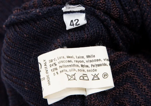 ミッソーニ スポーツMISSONI SPORT 幾何学編みデザインリブニット 紺茶M位 K-116085_012