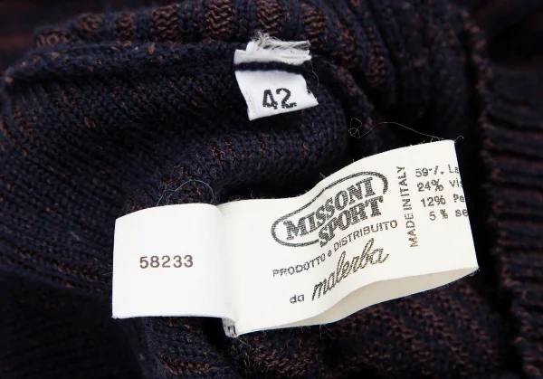 ミッソーニ スポーツMISSONI SPORT 幾何学編みデザインリブニット 紺茶M位 K-116085_013