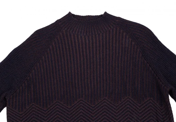 ミッソーニ スポーツMISSONI SPORT 幾何学編みデザインリブニット 紺茶M位 K-116085_003