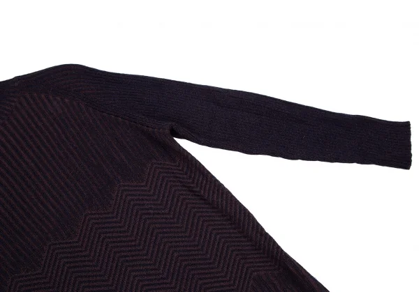 ミッソーニ スポーツMISSONI SPORT 幾何学編みデザインリブニット 紺茶M位 K-116085_005