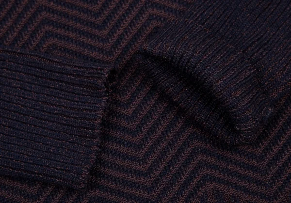 ミッソーニ スポーツMISSONI SPORT 幾何学編みデザインリブニット 紺茶M位 K-116085_006