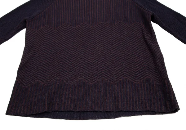 ミッソーニ スポーツMISSONI SPORT 幾何学編みデザインリブニット 紺茶M位 K-116085_007